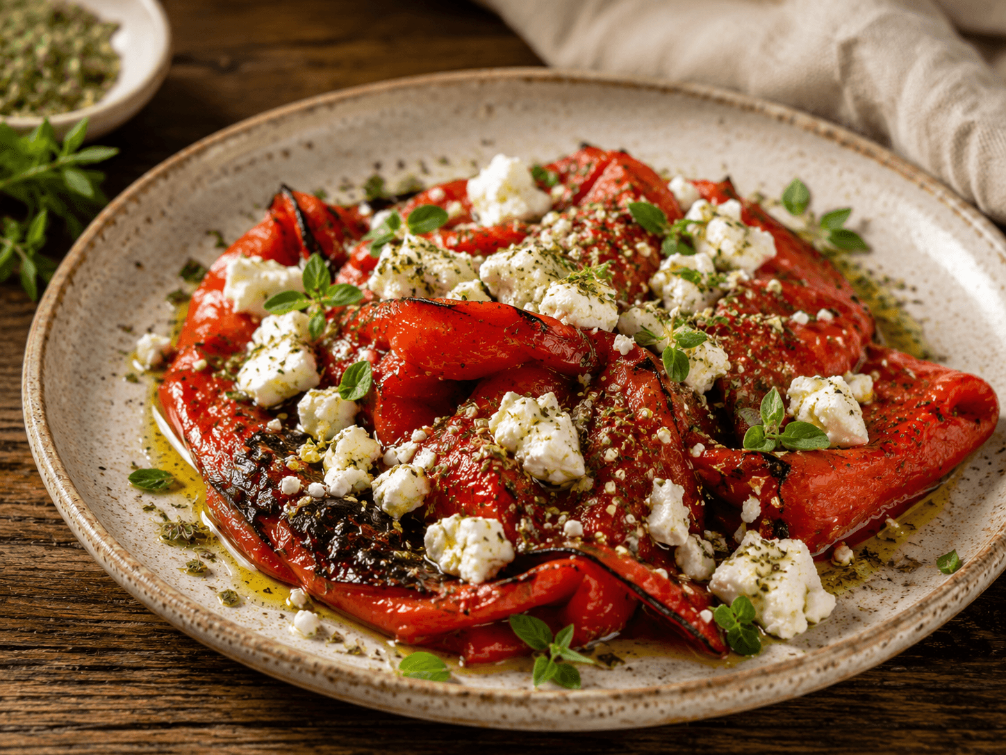Roasted Peppers with Feta