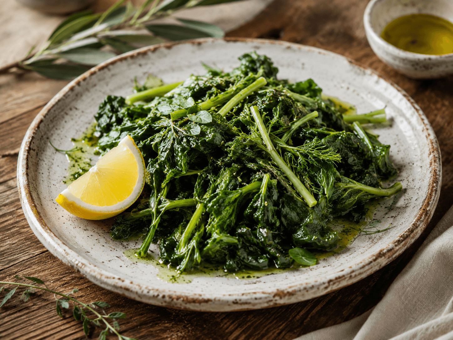 Wild Greens with Lemon Oil