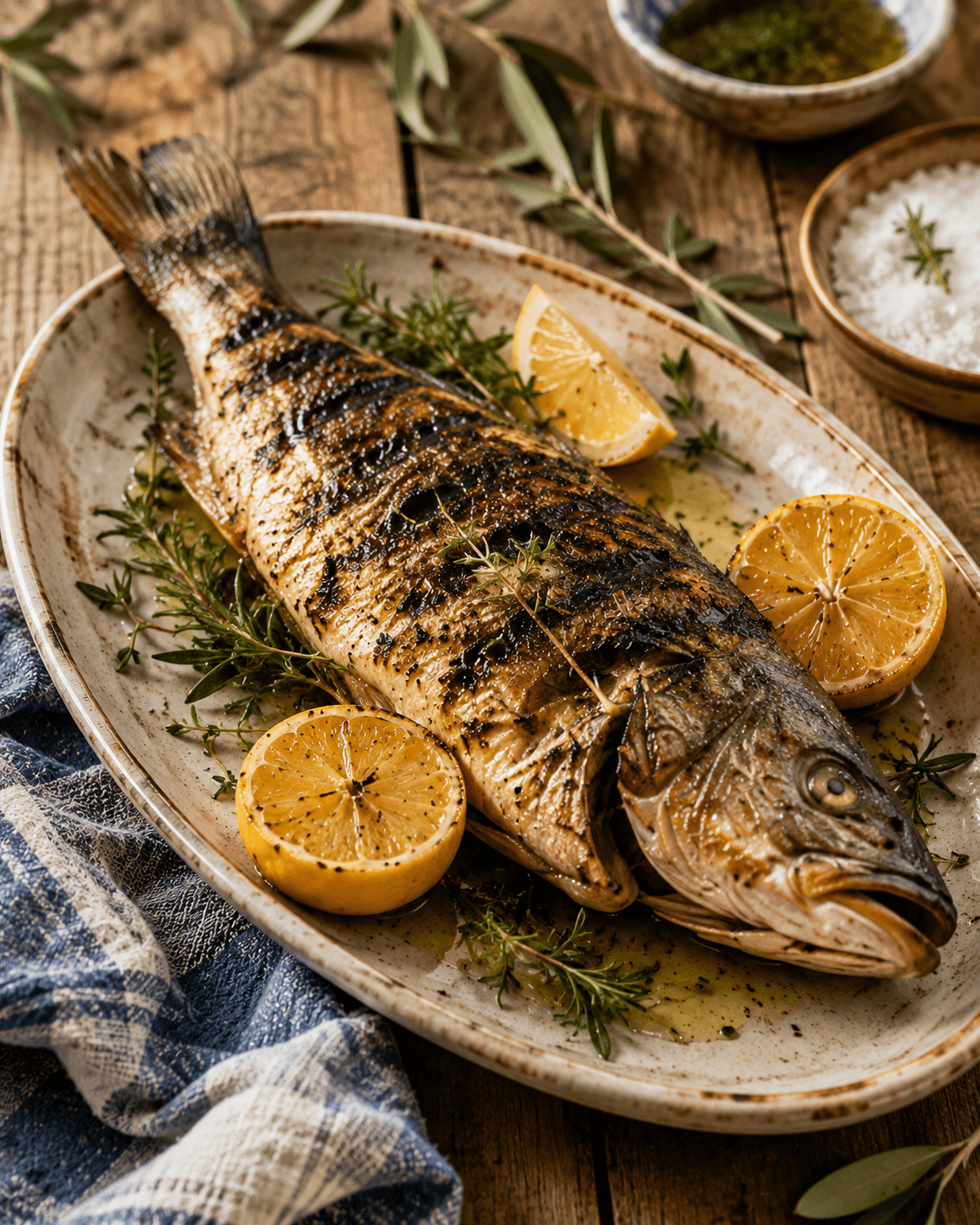 Charcoal Grilled Branzino