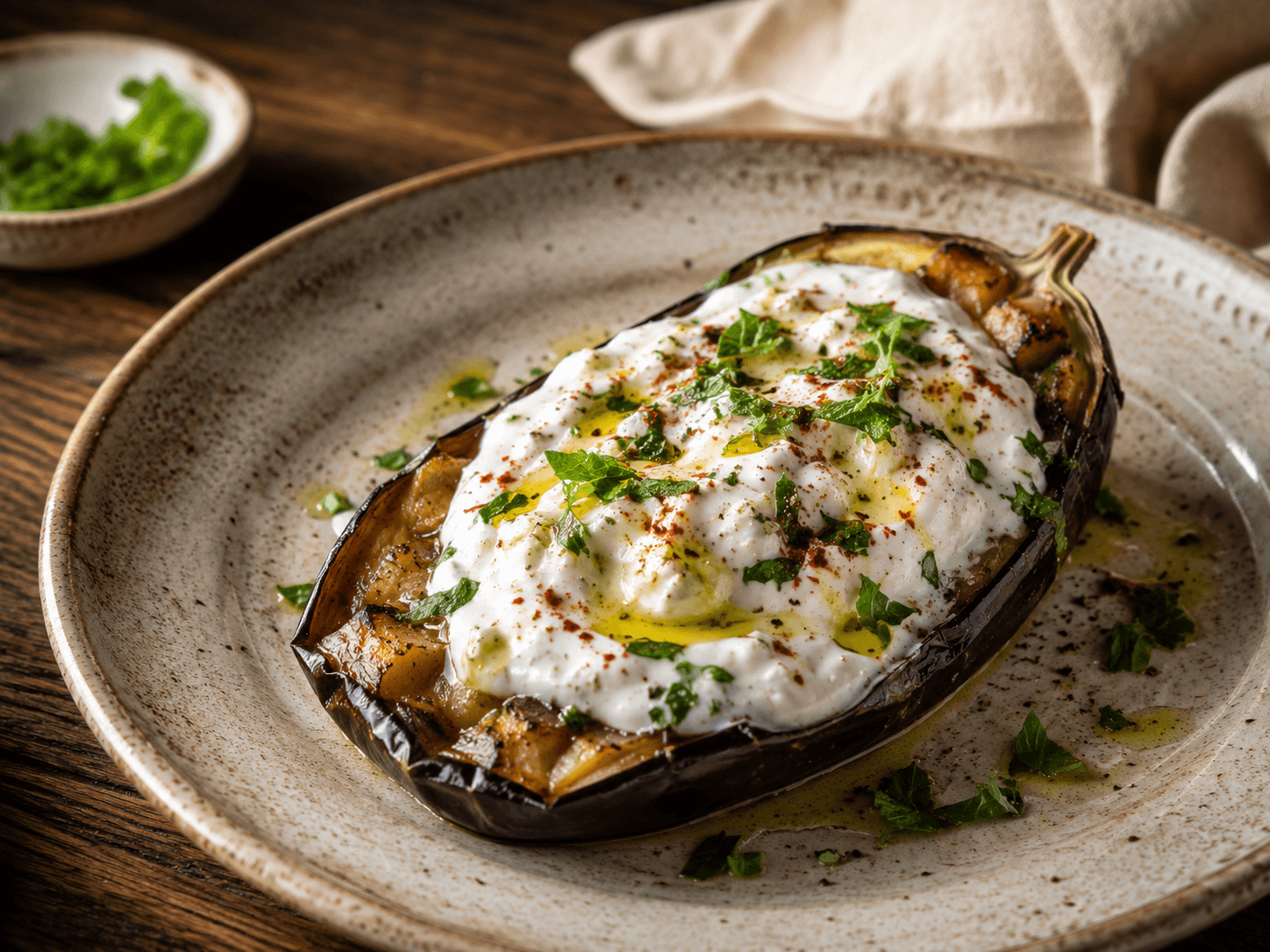 Roasted Eggplant with Garlic Yogurt