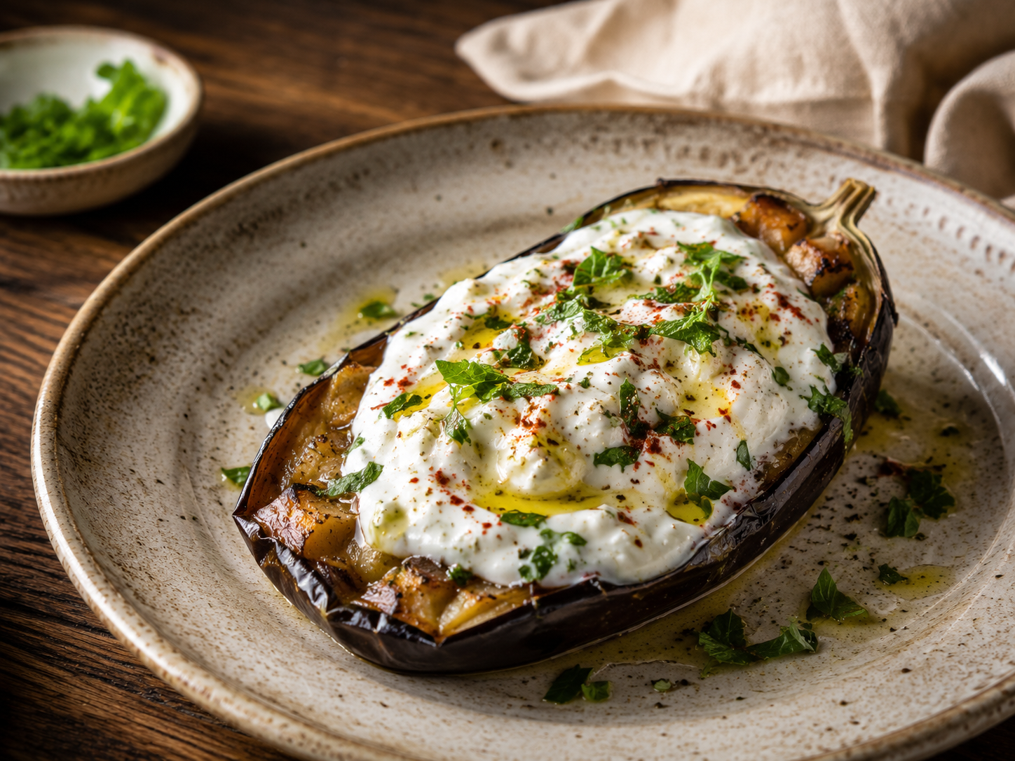 Roasted Eggplant with Garlic Yogurt