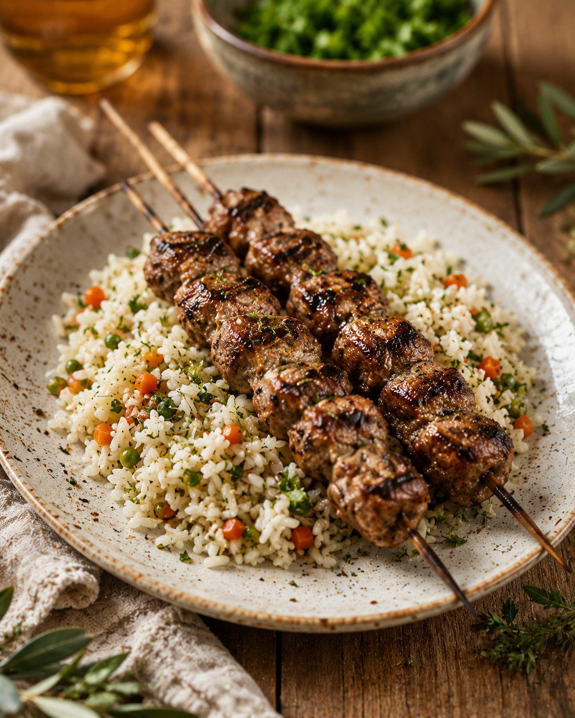 Soutzouki with Rice Pilaf