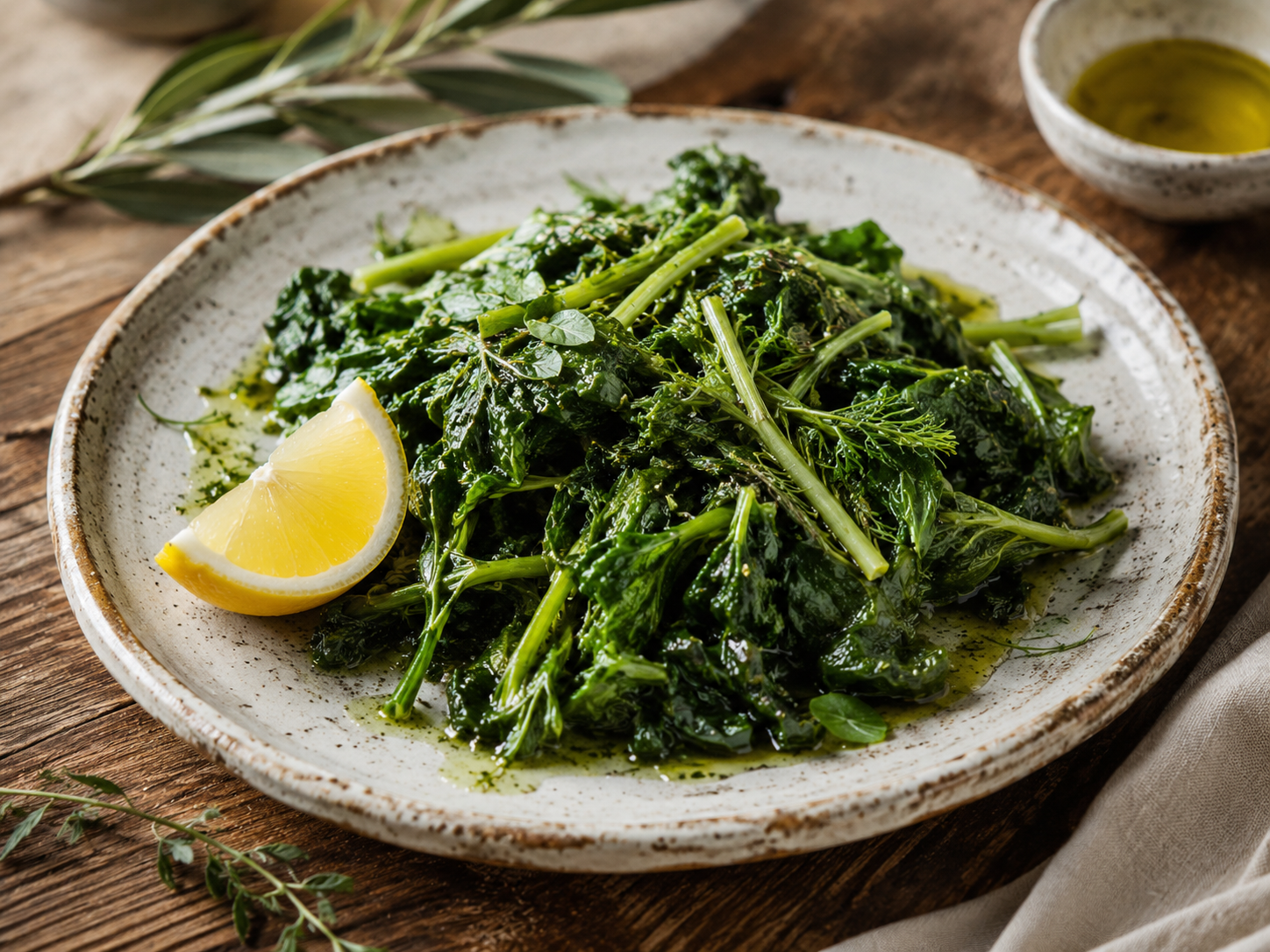 Wild Greens with Lemon Oil